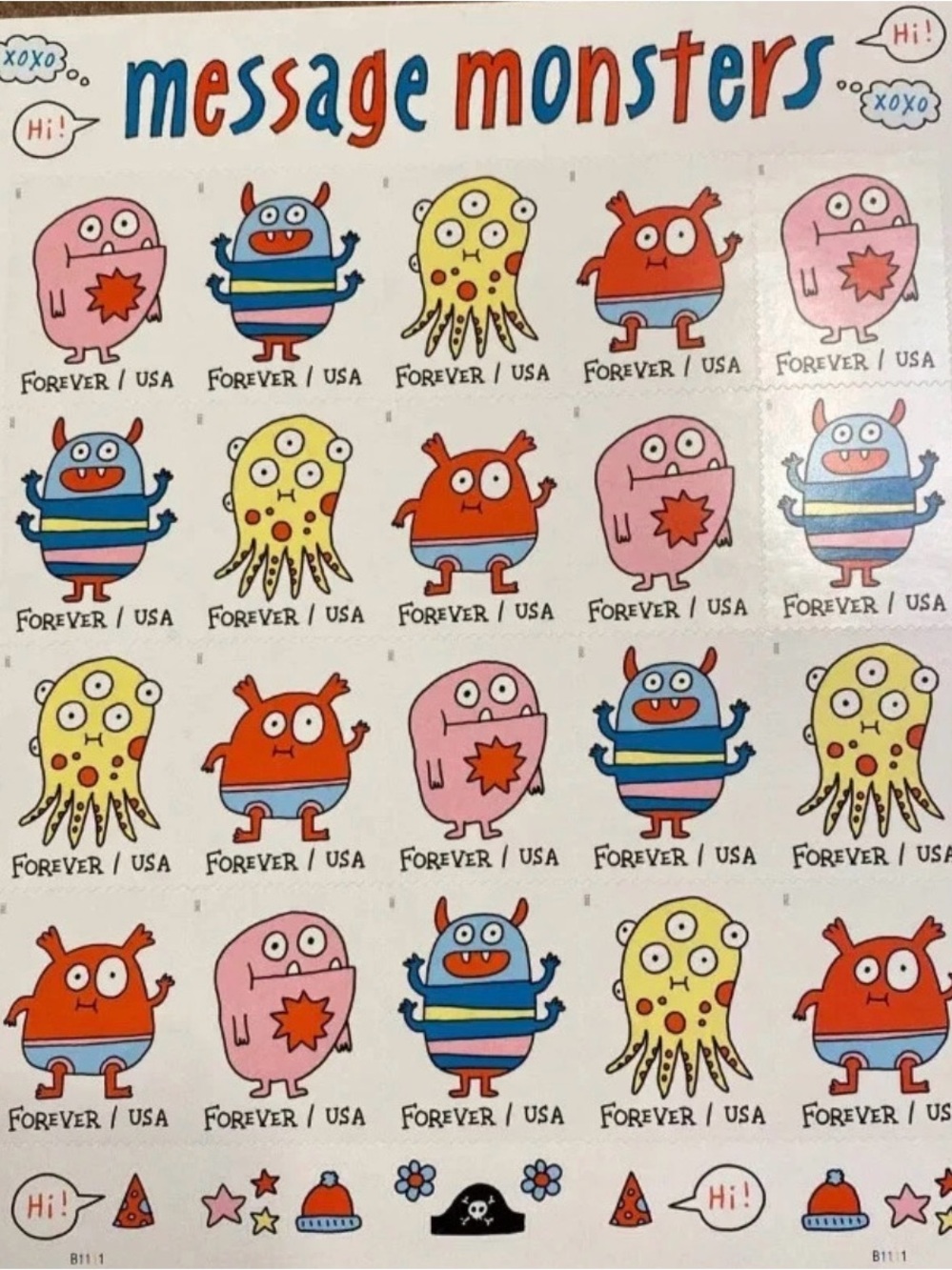 100pcsForever 21 Kids Message Monsters Bibs - Pink, Red, Blue, Yellow